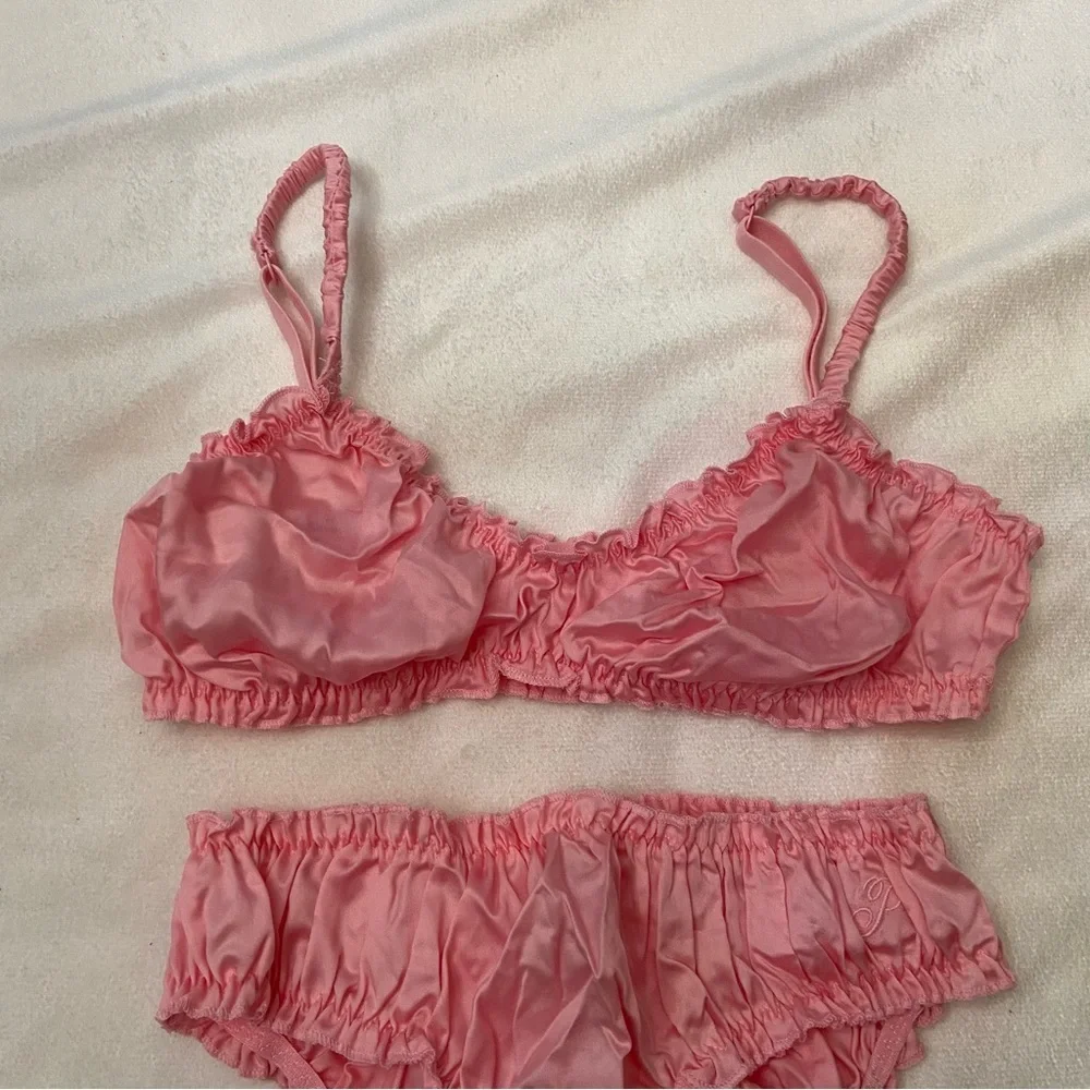 New! PINK Victoria's Secret Silky Flutter Bralette & Panty Set 1166